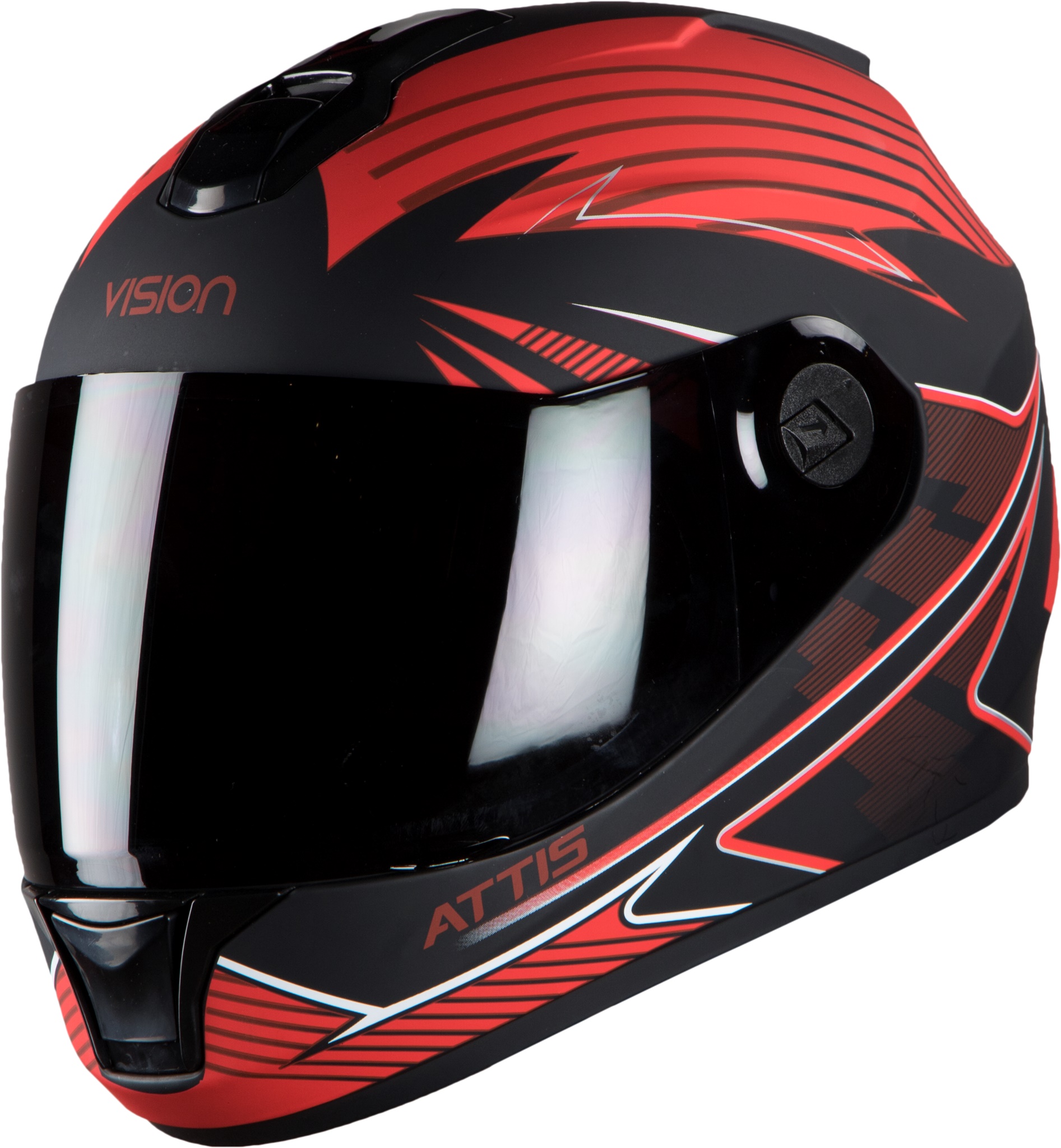 Steelbird HI-GN Men Vision Decal Attis Glossy  Black/Red ( Fitted With Clear Visor Extra Smoke Visor Free)